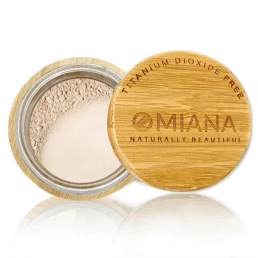 Omiana sanguine Loose Powder Mineral Foundation - Without Mica, Titanium Dioxide, & More! - swatch on white background