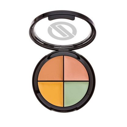 Makeup compact with four color swatches on a white background Concealer Wheel - Mica-Free, Boron Nitride-Free & Talc-Free : Omiana