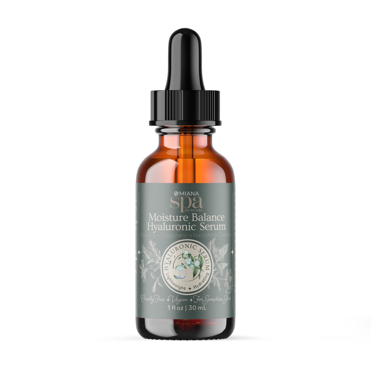 Omiana Natural Cosmetics Oil Moisture Balance Hyaluronic Serum – Lightweight, Hydrating Serum for Sensitive Skin